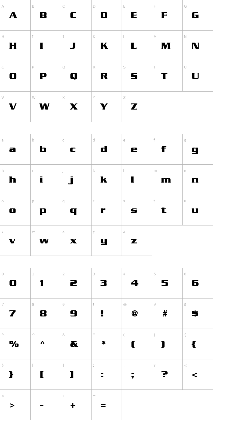 Character Map SerpentineBold Font
