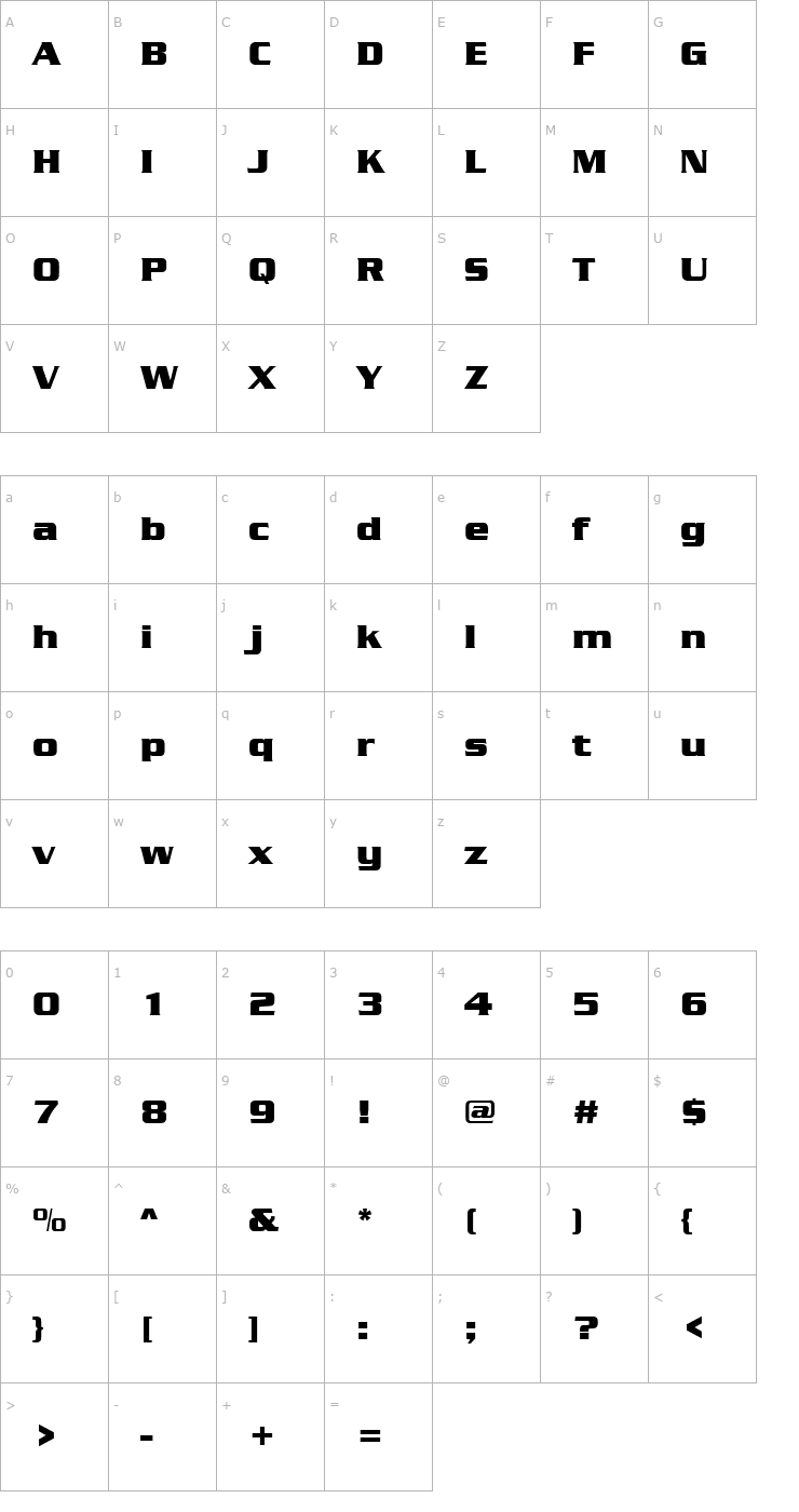 Character Map SerpentineDBol Font