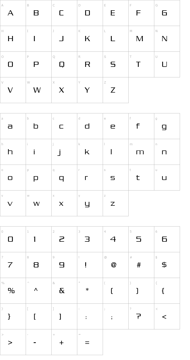 Character Map SerpentineLight Font