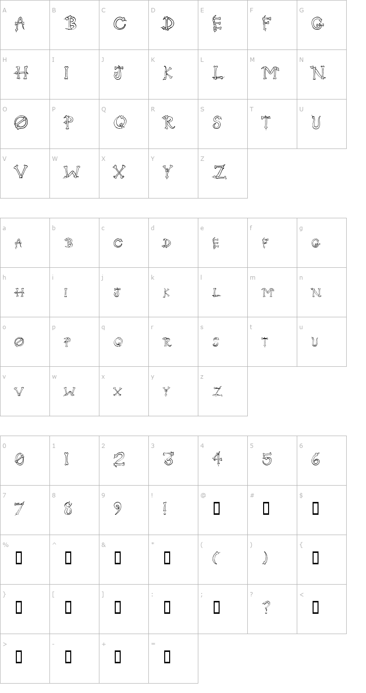 Character Map Serpents Font