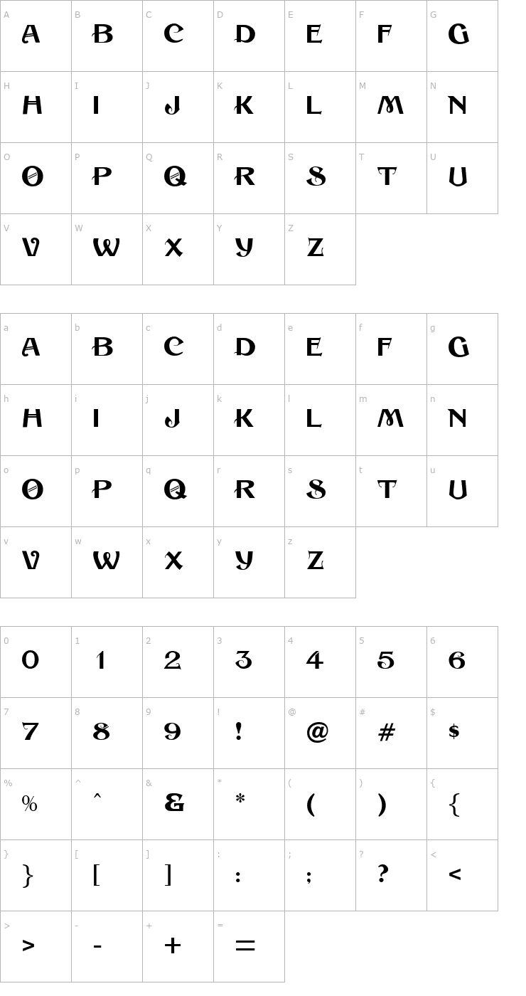 Character Map Sesame Regular Font