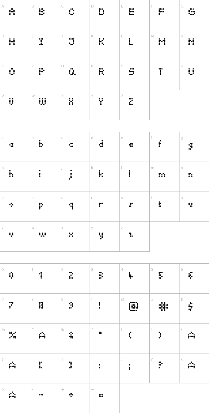 Character Map Seven Points Font