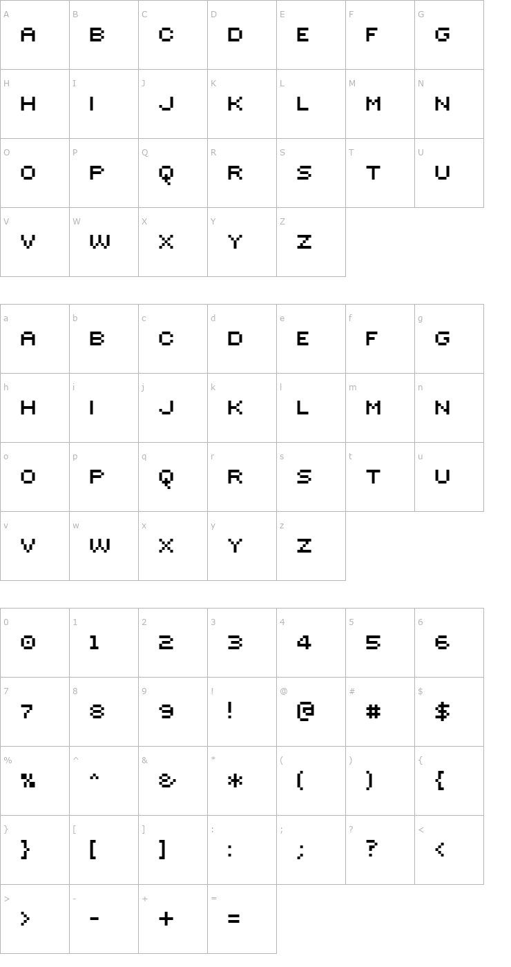 Character Map Sevenet 7 Cyr Font