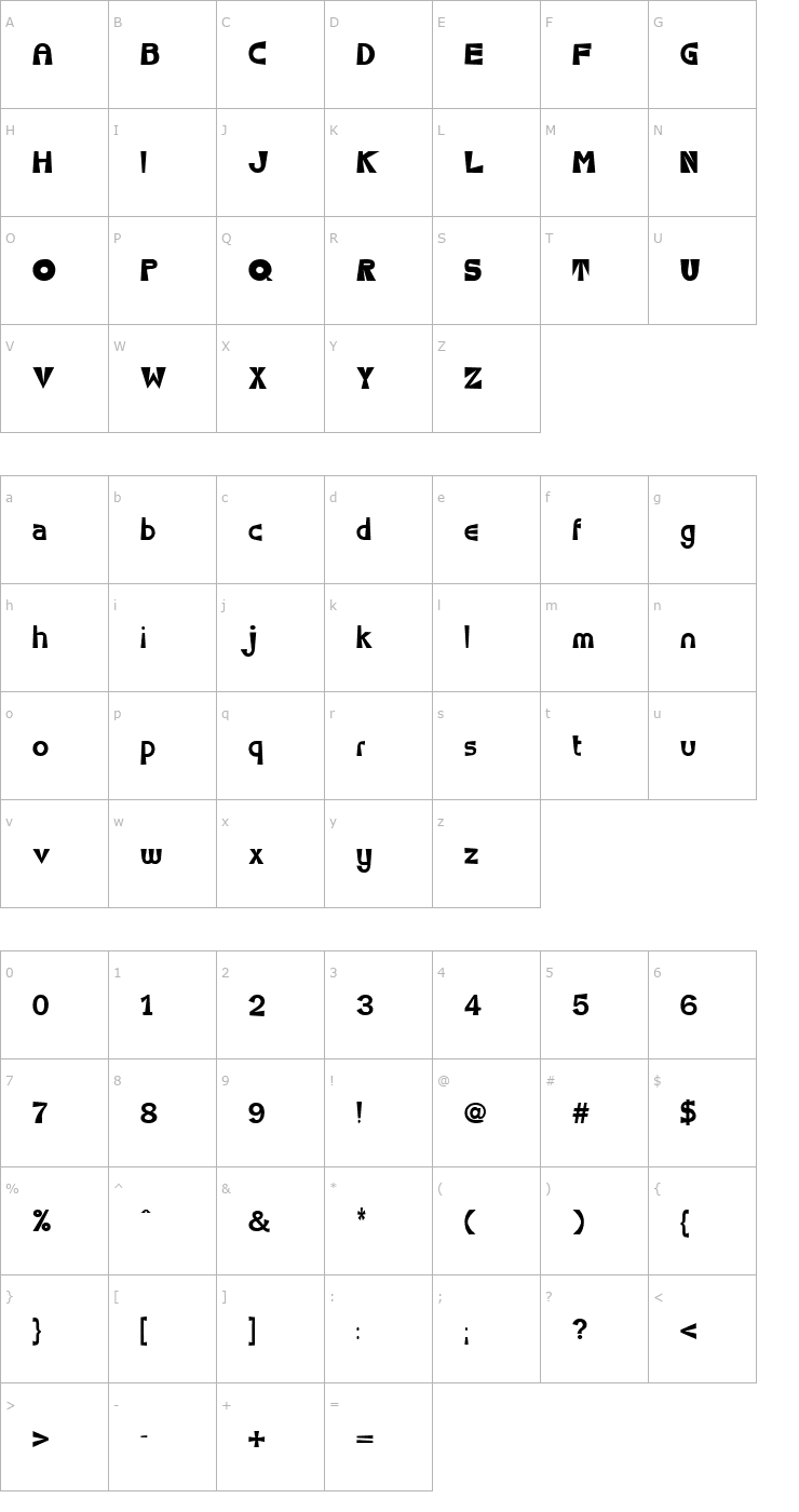 Character Map Seventy Flares Font