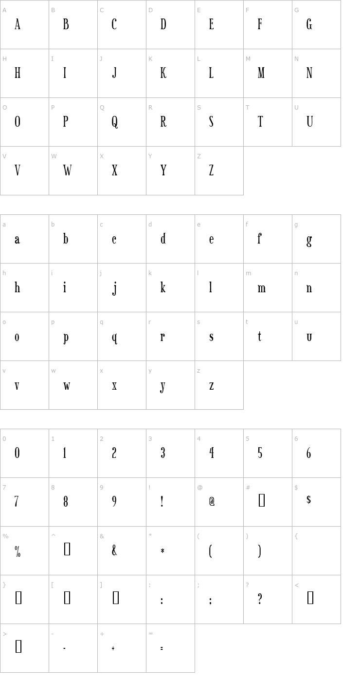 Character Map Sexsmith Font