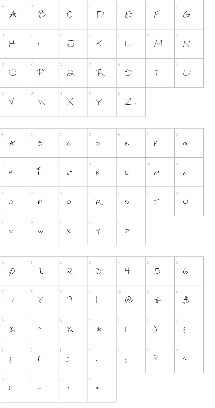 Character Map Sexy Sara Font