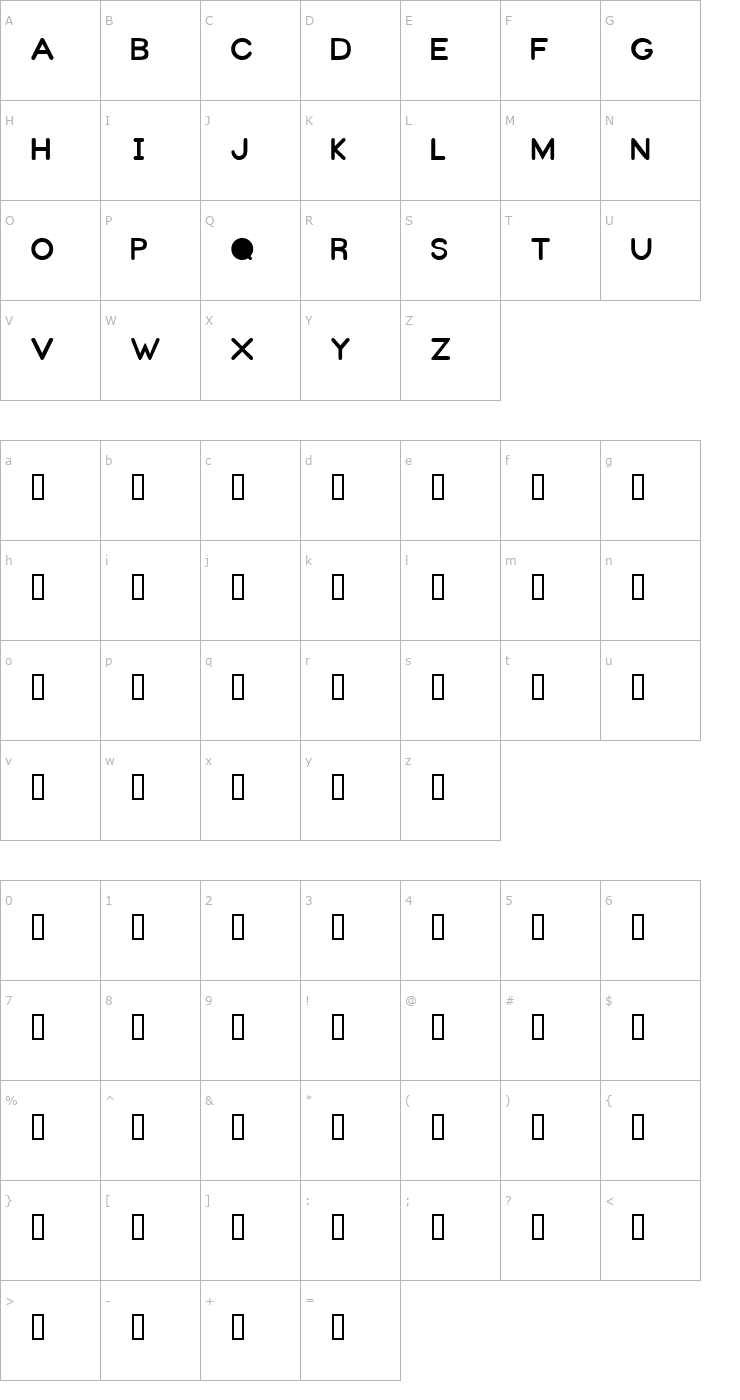 Character Map Sezame Caps Font