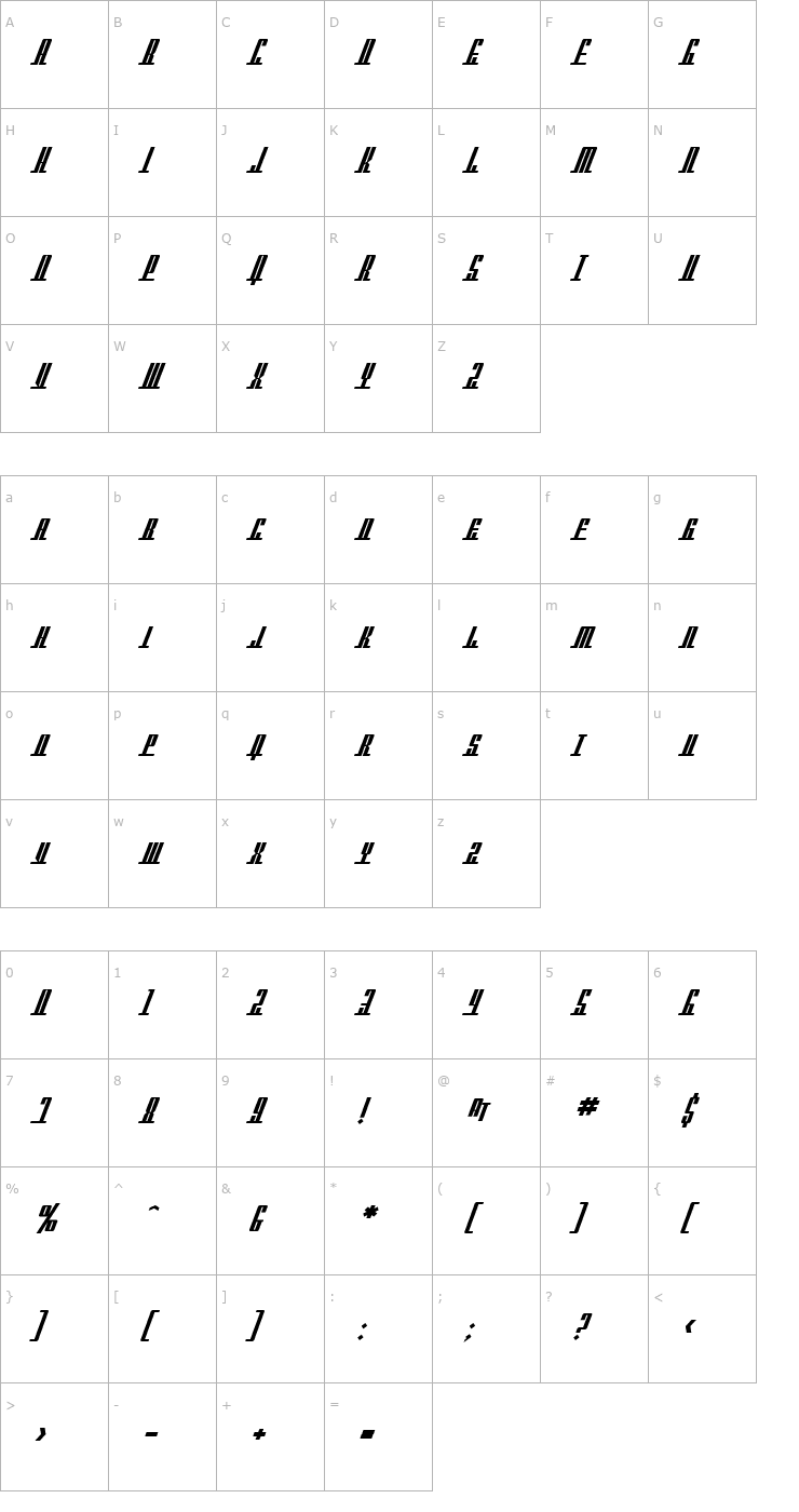 Character Map SF Americana Dreams SC Bold Font