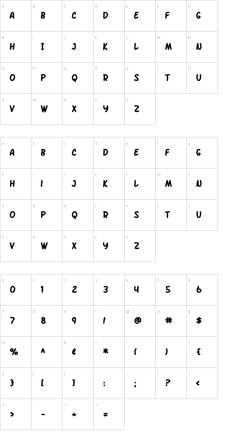 Character Map SF Arch Rival Bold Font