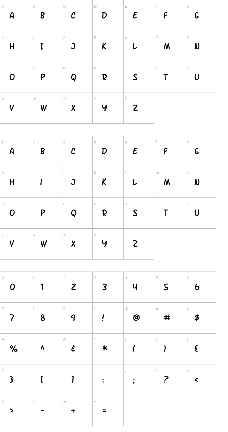 Character Map SF Arch Rival Font