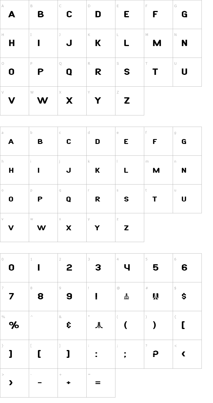 Character Map SF Atarian System Extended Bold Font