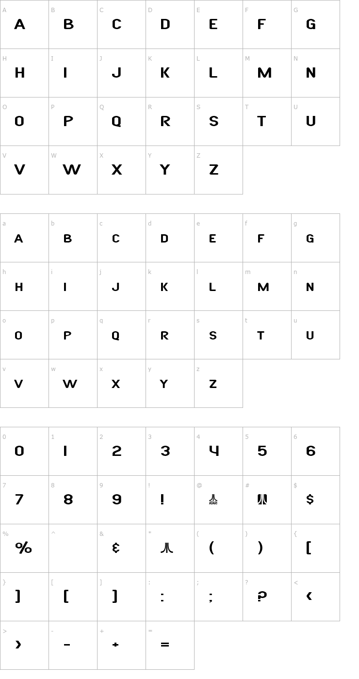 Character Map SF Atarian System Extended Font