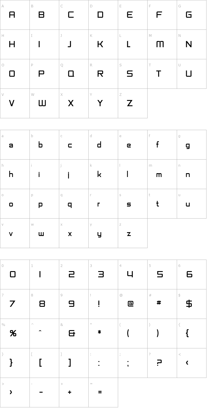 Character Map SF Chaerilidae Font