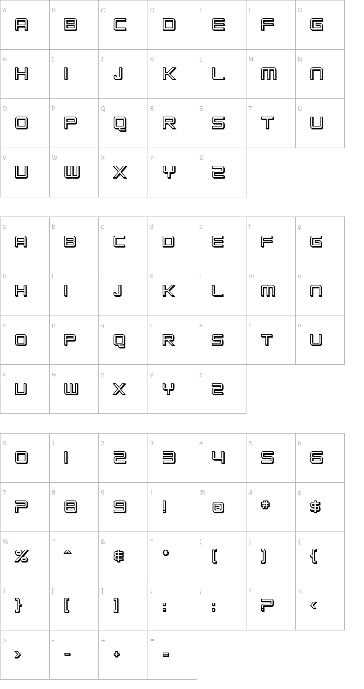 Character Map SF Chromium 24 SC Bold Font