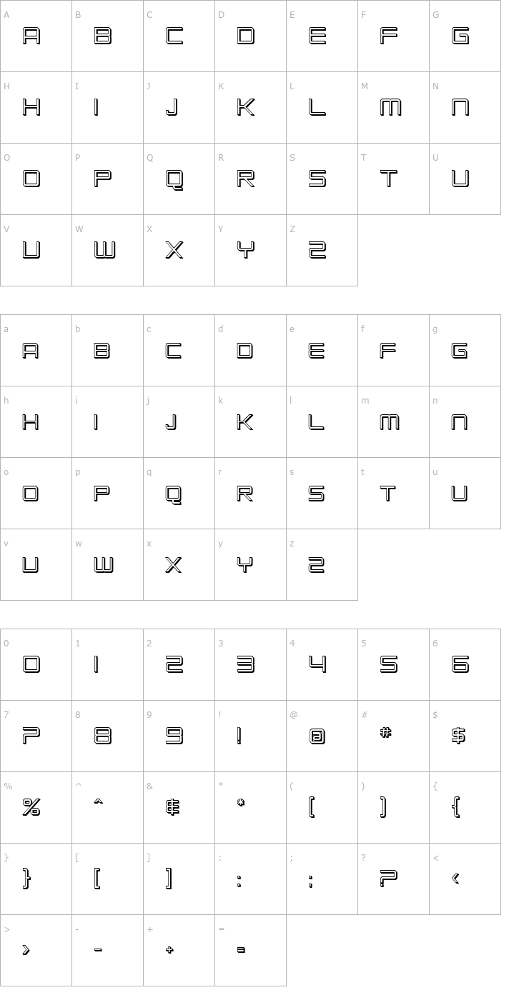 Character Map SF Chromium 24 SC Font
