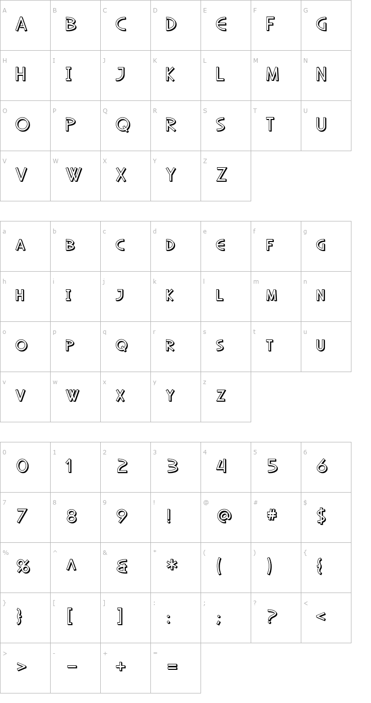 Character Map SF Diego Sans Shaded Font
