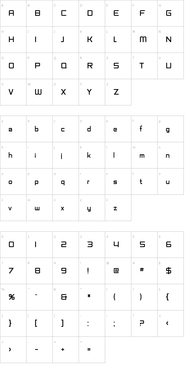 Character Map SF Fedora Titles Font