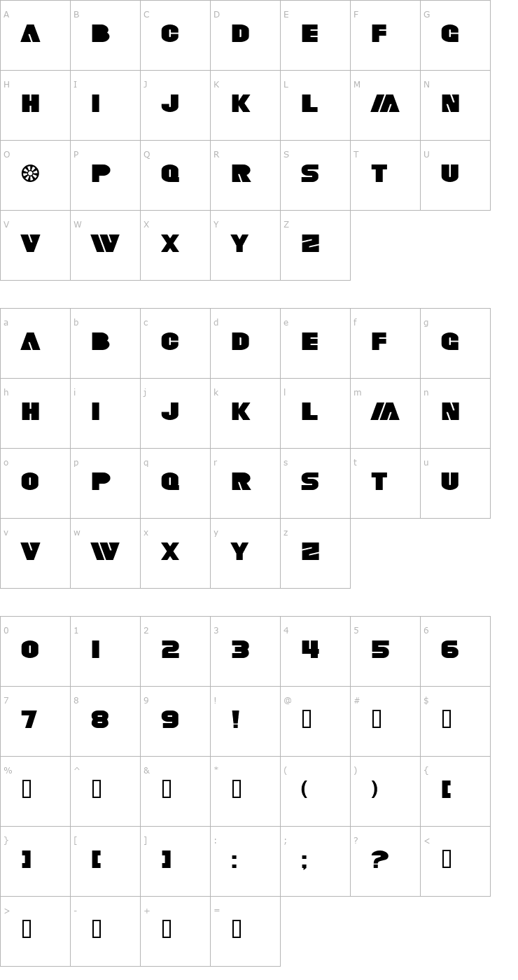 Character Map SF Fortune Wheel Extended Font