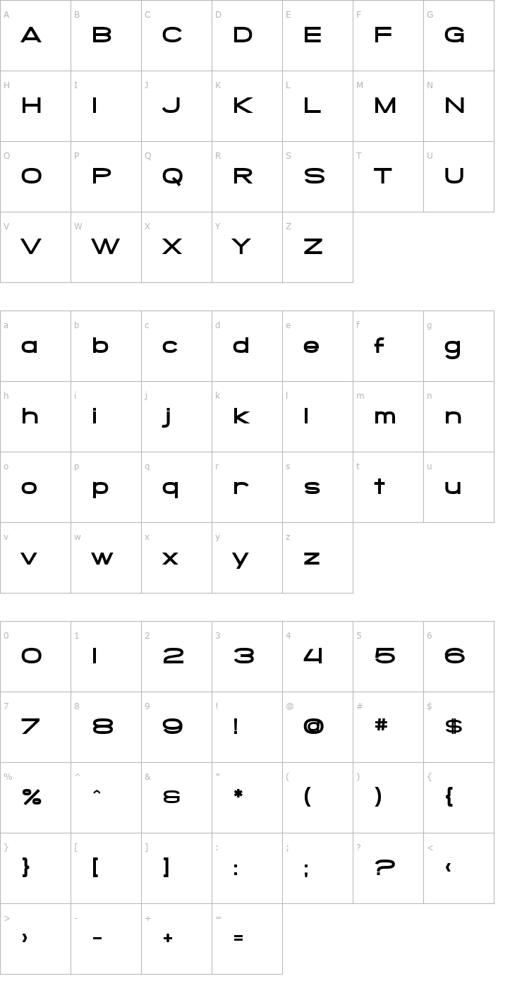 Character Map SF Grandezza Heavy Font