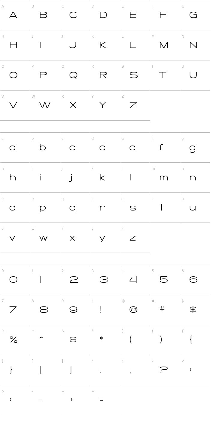 Character Map SF Grandezza Light Font