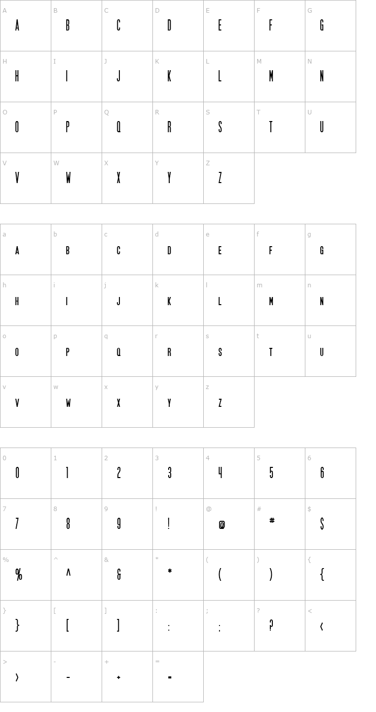 Character Map SF Movie Poster Bold Font