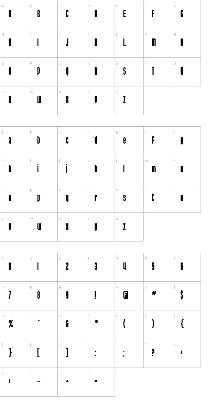 Character Map SF Port McKenzie Bold Font