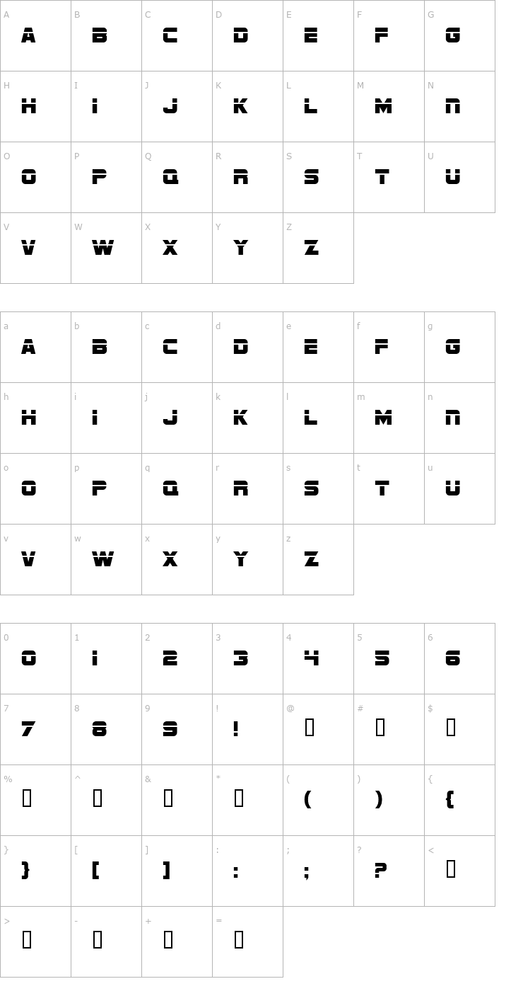 Character Map SF Sports Night Upright Font