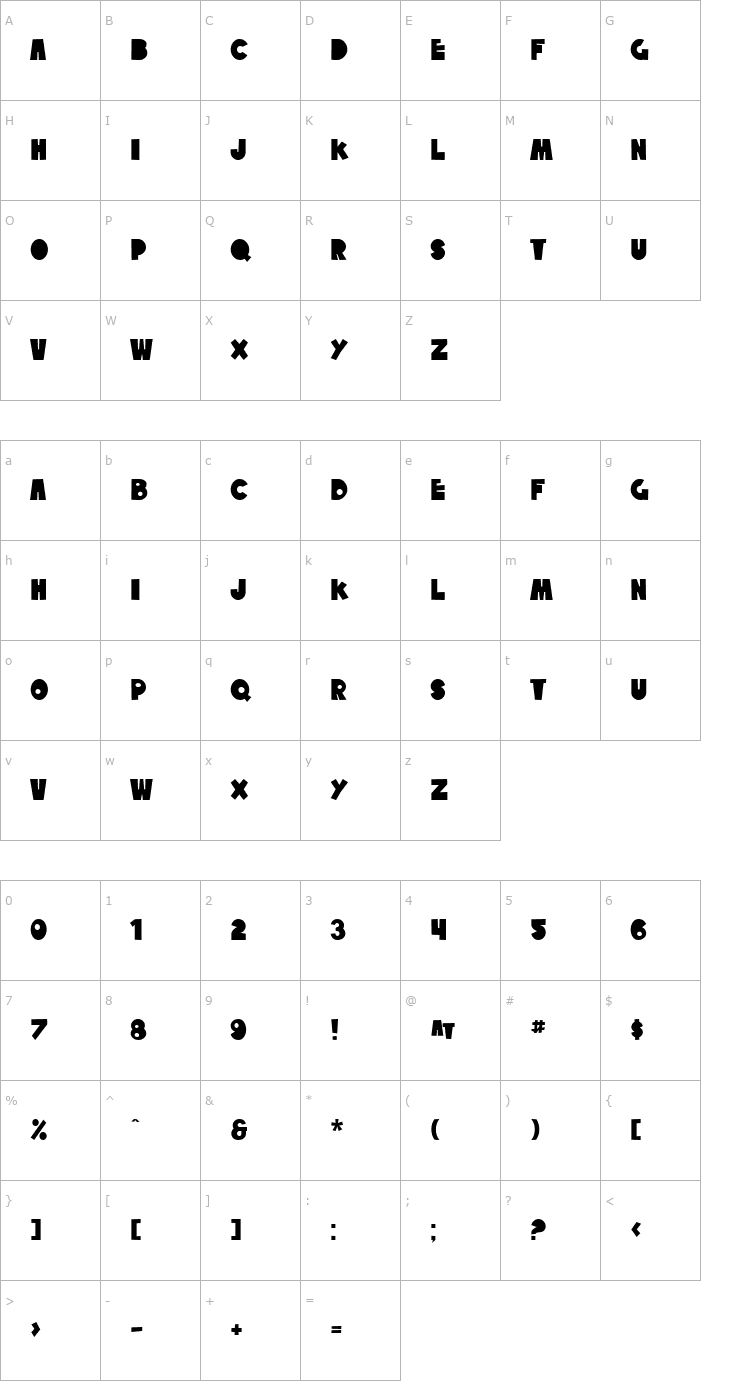 Character Map SF Tattle Tales Font