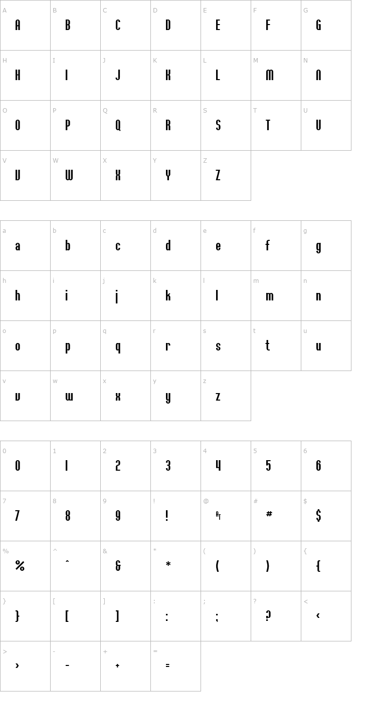 Character Map SF Willamette Font