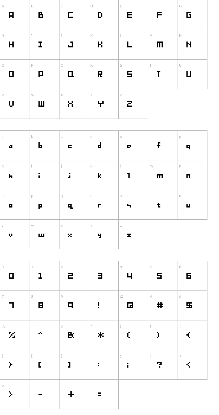 Character Map SG08 Font