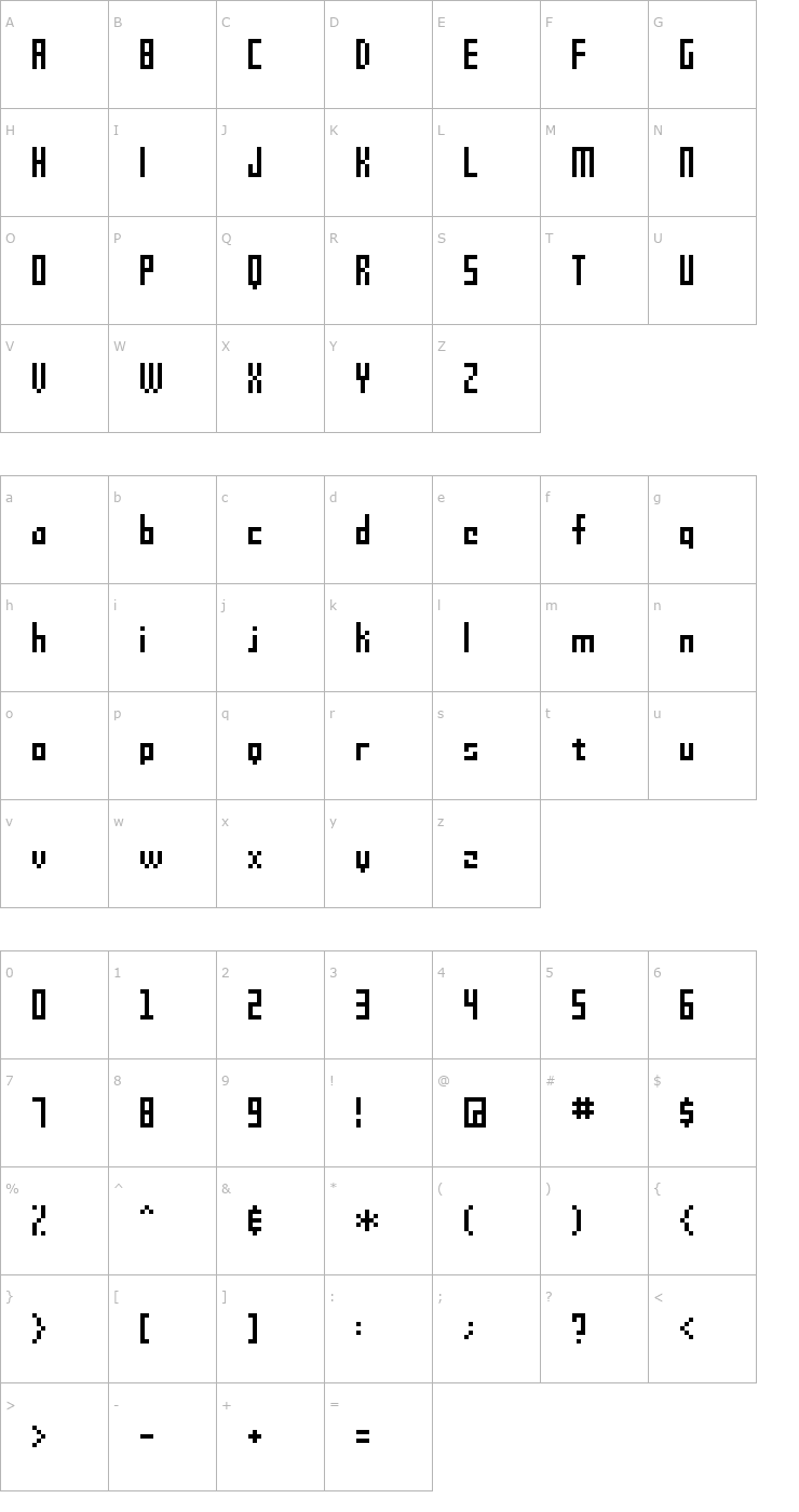 Character Map SG09 Font