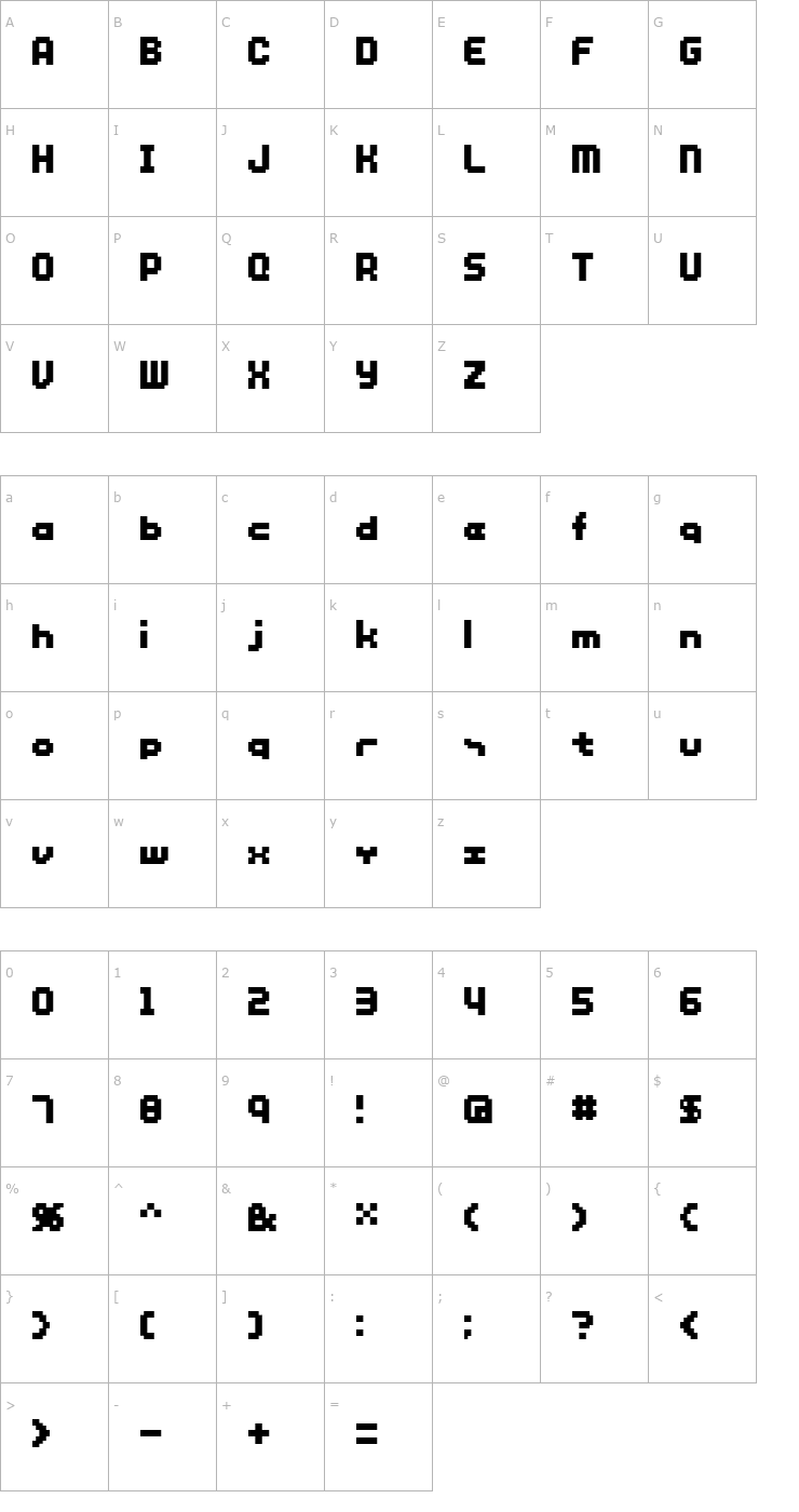 Character Map SG12 Font