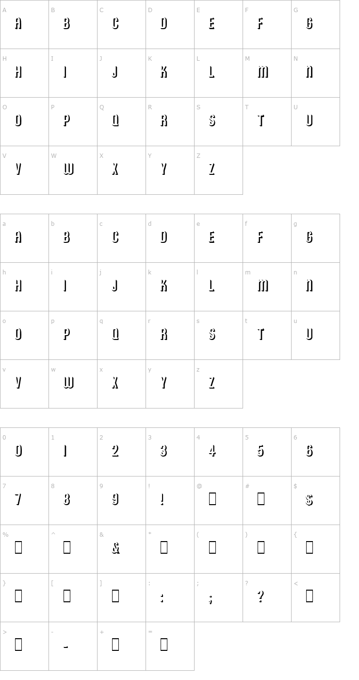 Character Map Shadow 4 Font