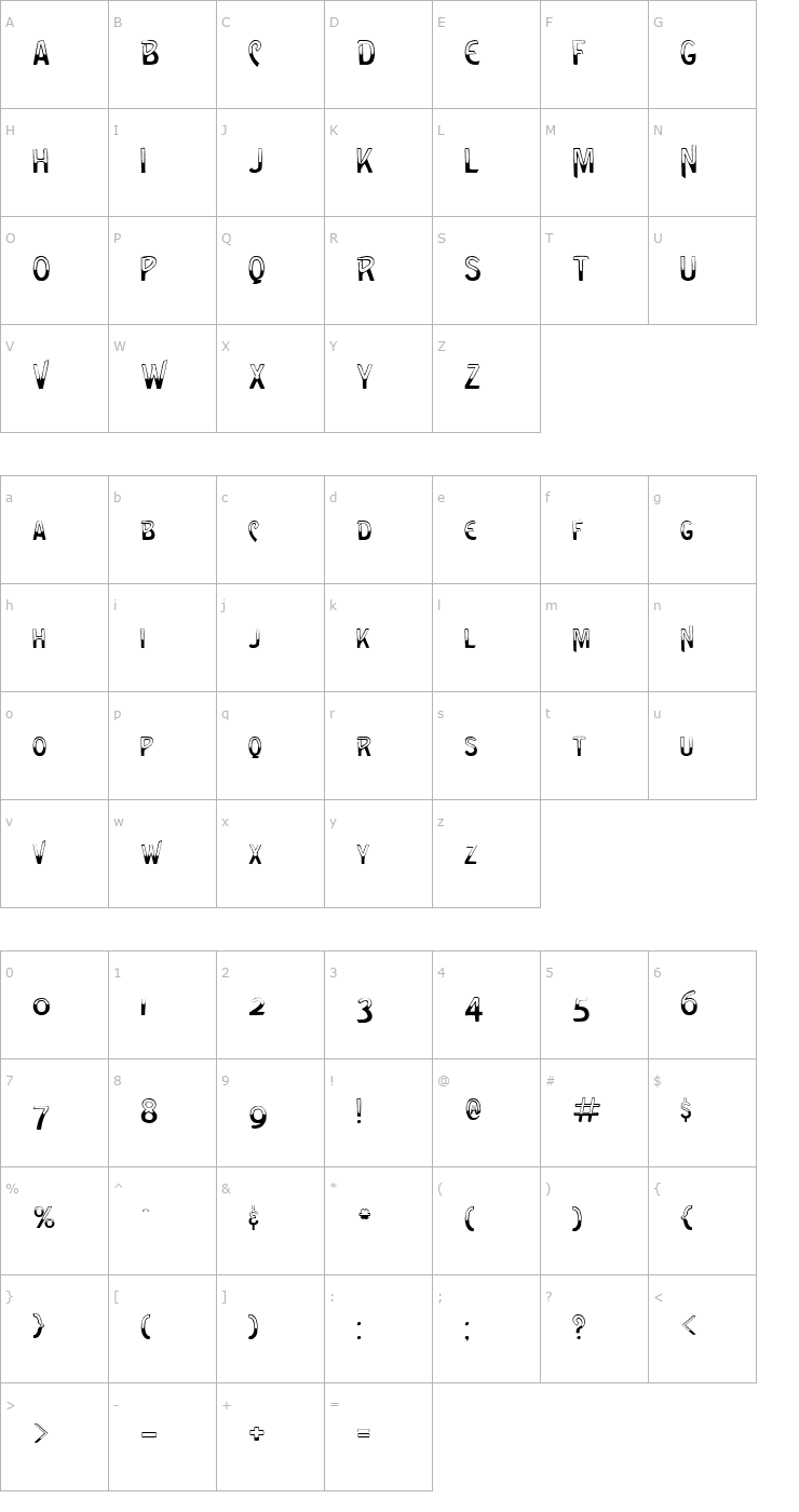 Character Map Shadow Normal Font