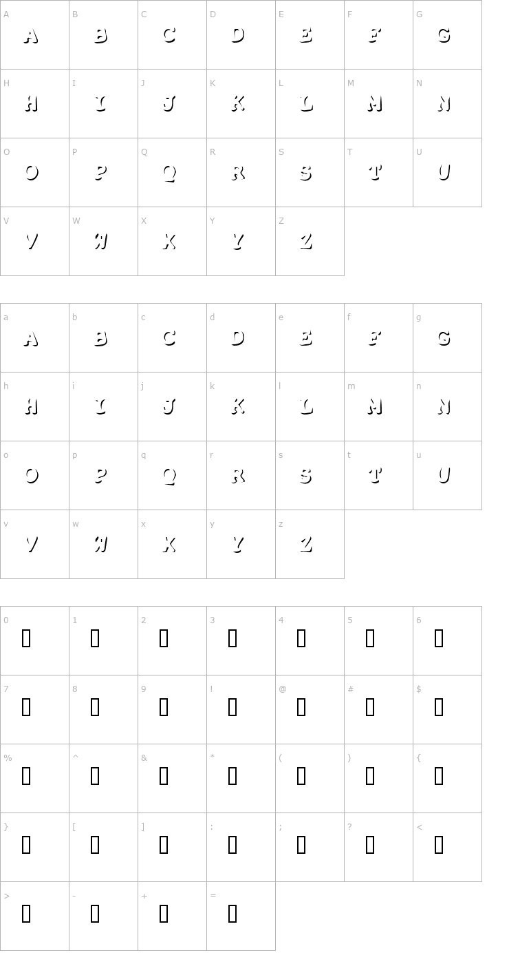 Character Map Shadow Puppets Font