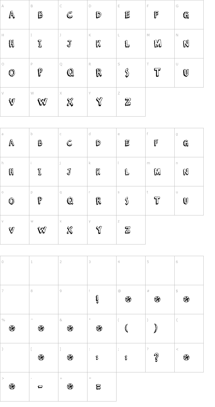 Character Map Shadowboxer Font