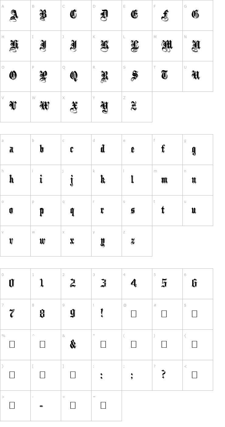 Character Map ShadowedBlack Normal Font