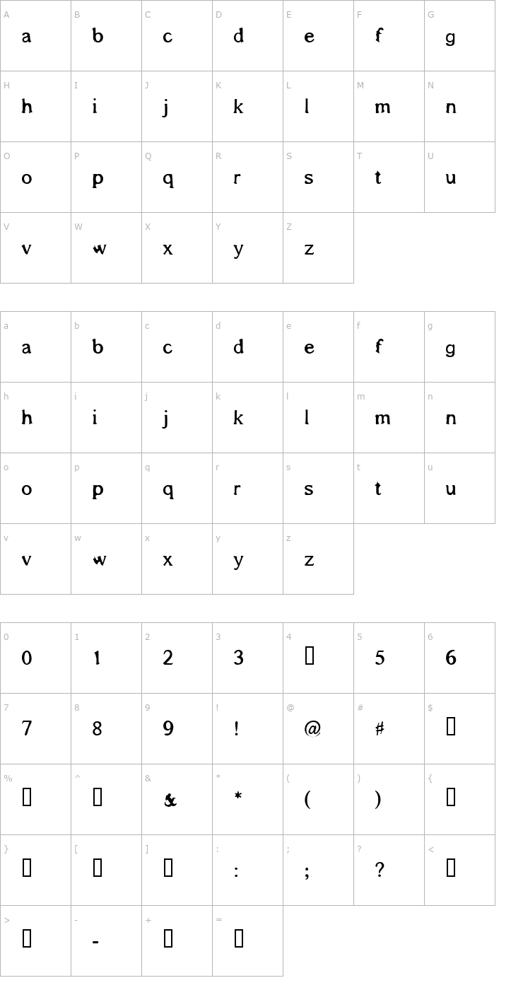 Character Map shadows around us Font