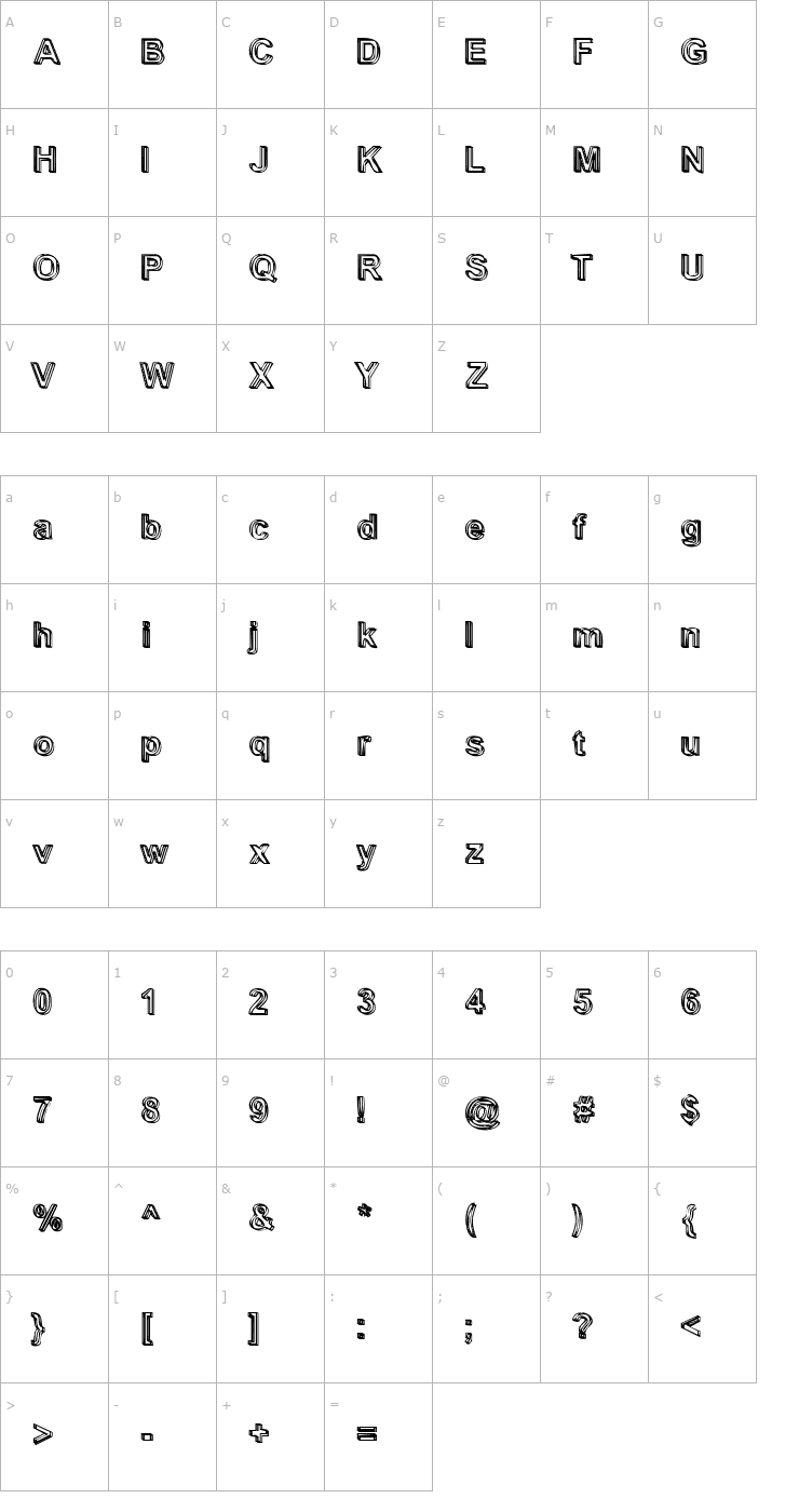 Character Map Shady Becker Font