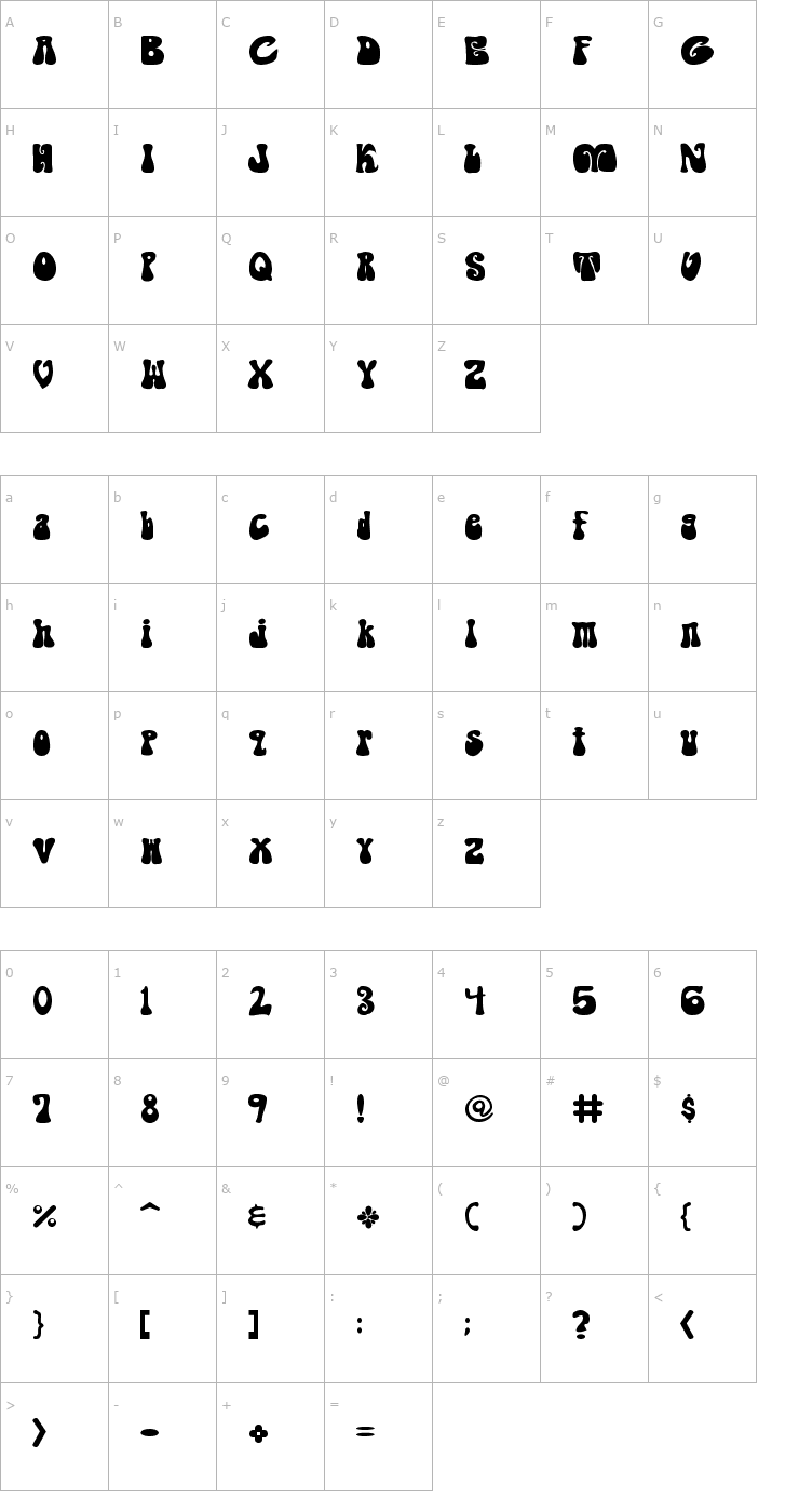 Character Map Shagadelic Font