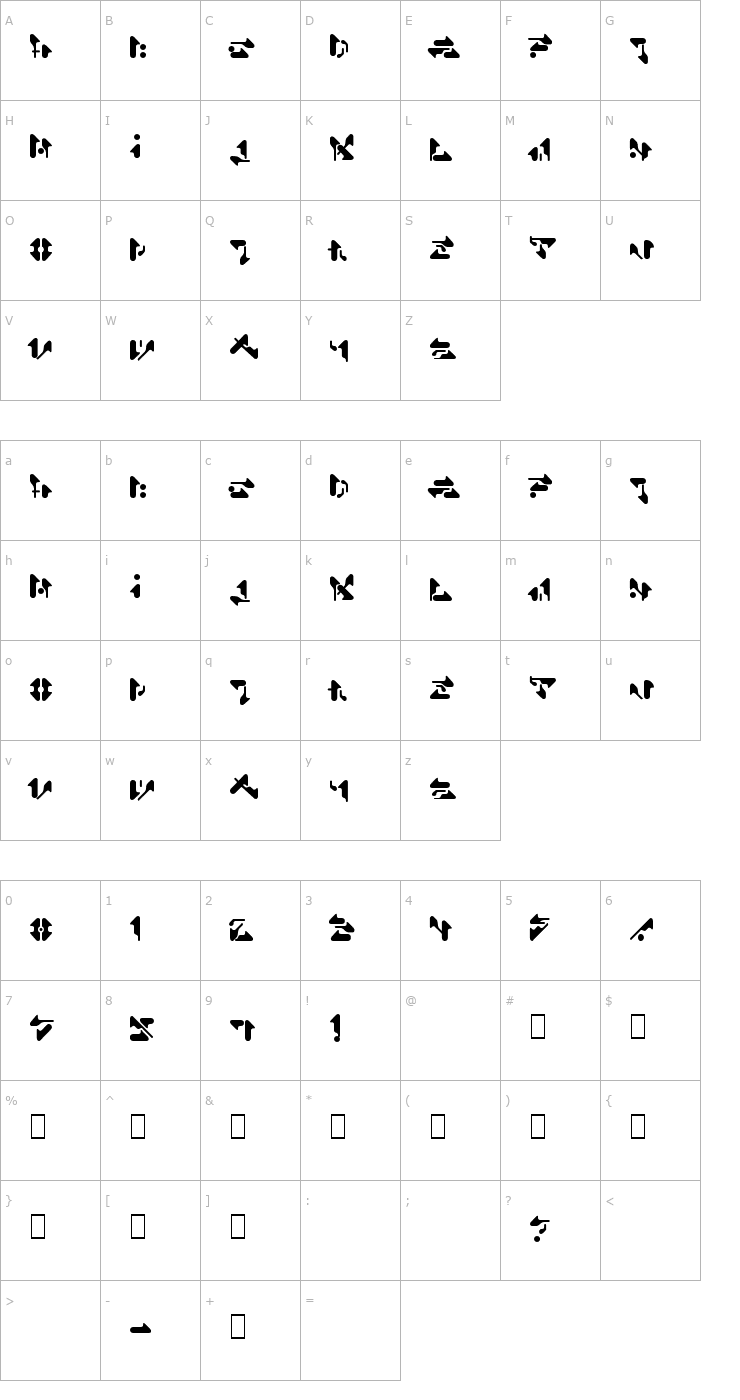 Character Map Shamen Remix Font