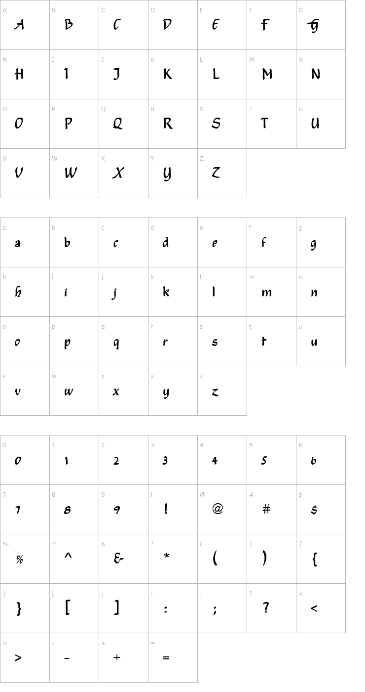 Character Map Shamrock ICG Font