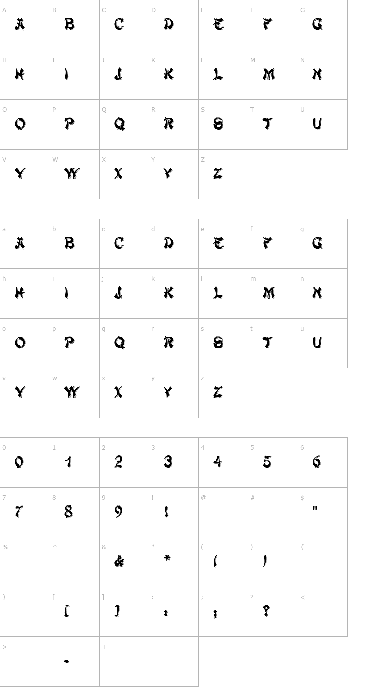 Character Map Shanghai Black Font