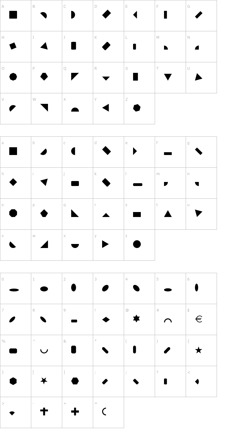 Character Map Shape Blocks Solid Font