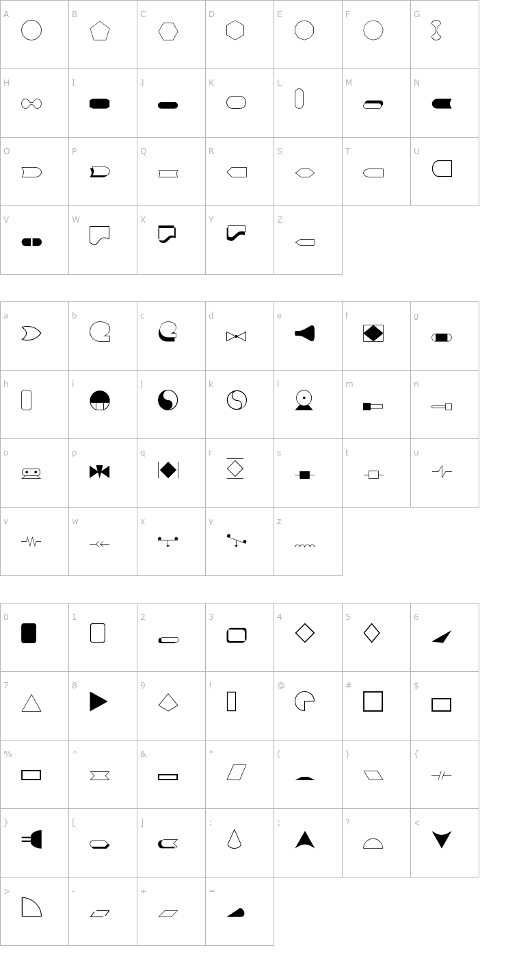 Character Map Shapes1 Font