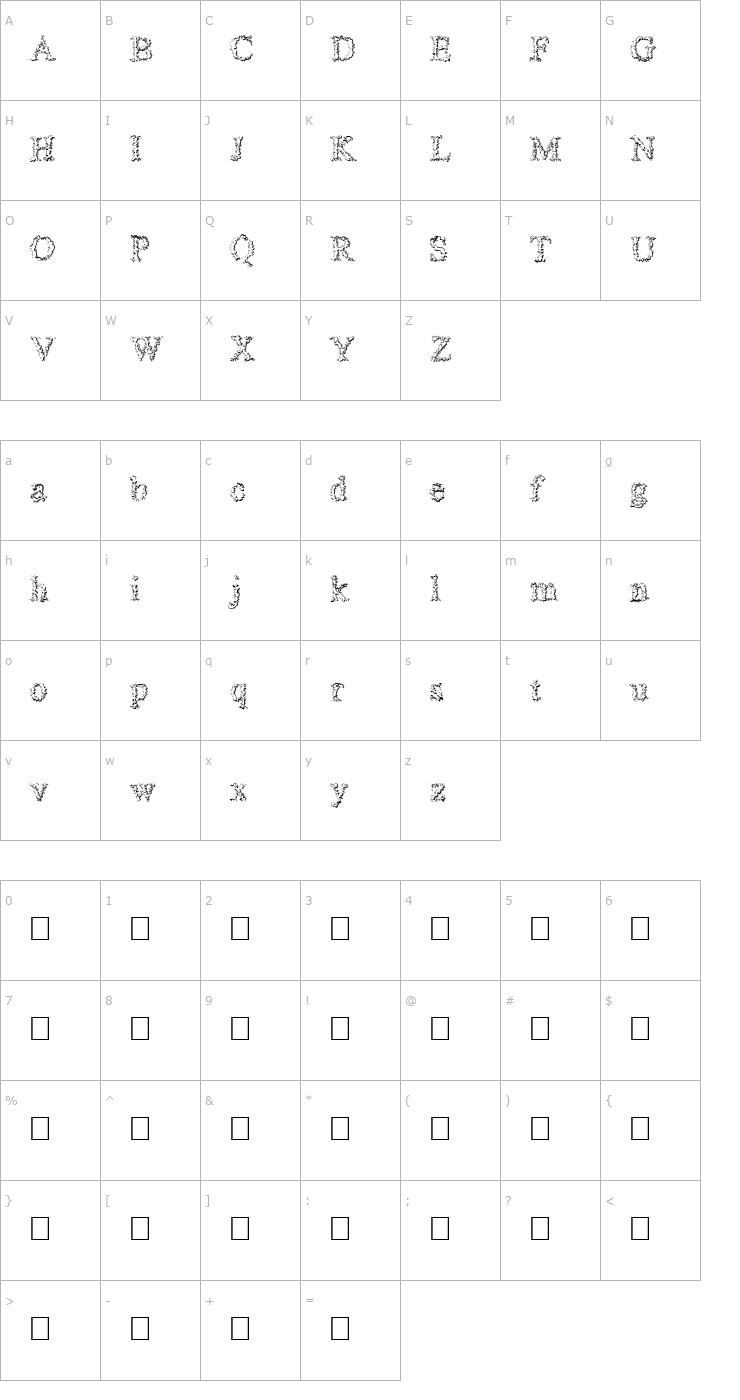 Character Map ShardHollow Normal Font