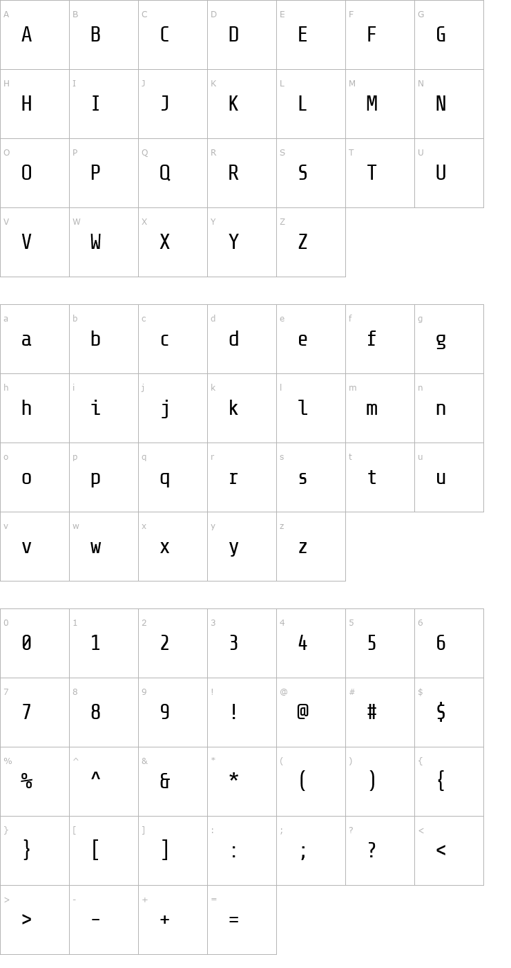 Character Map Share-TechMono Font
