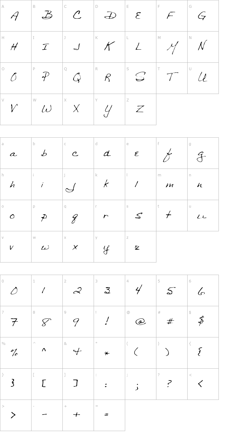 Character Map Sharon Regular Font