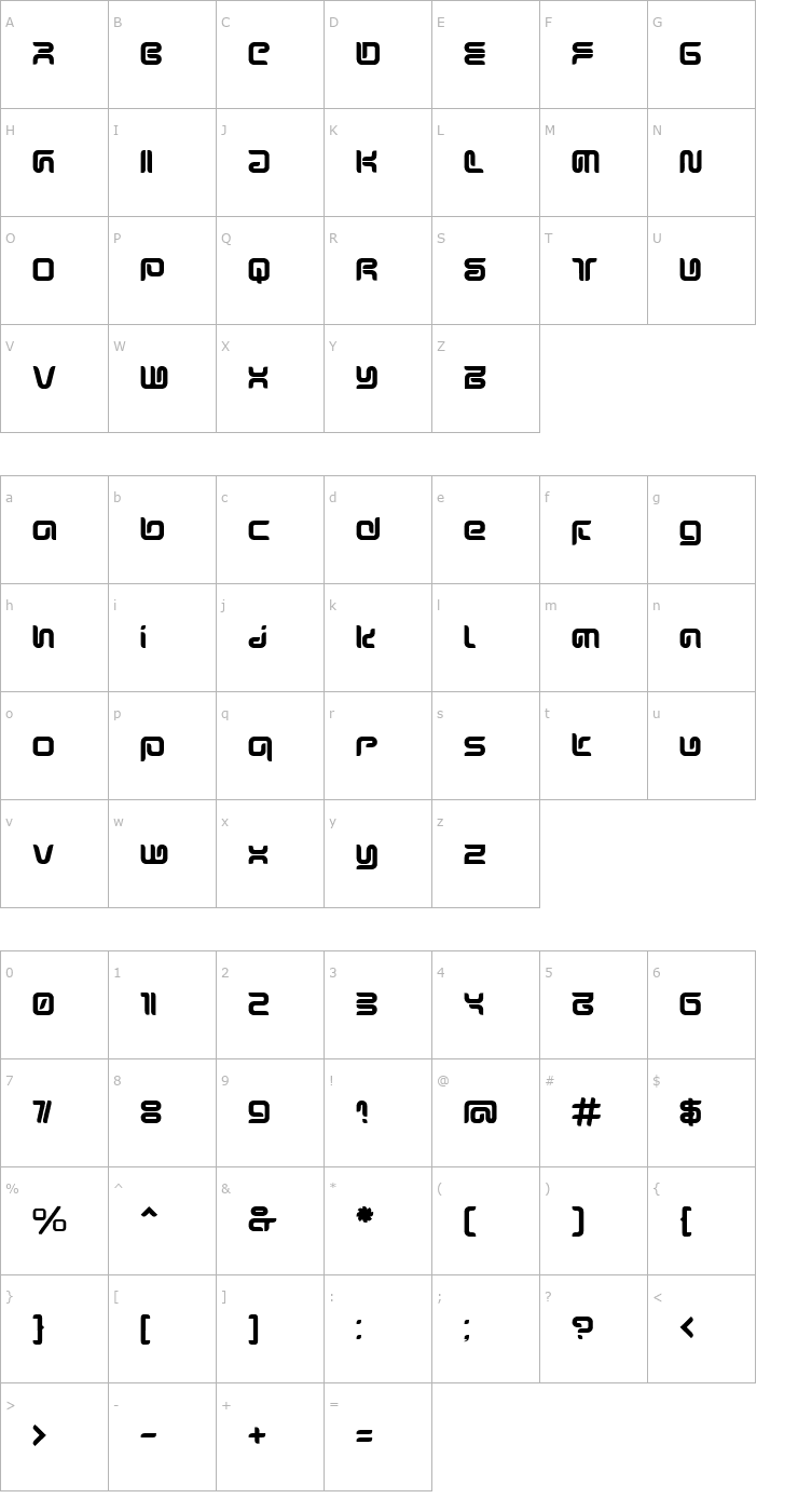 Character Map SharpBold Font