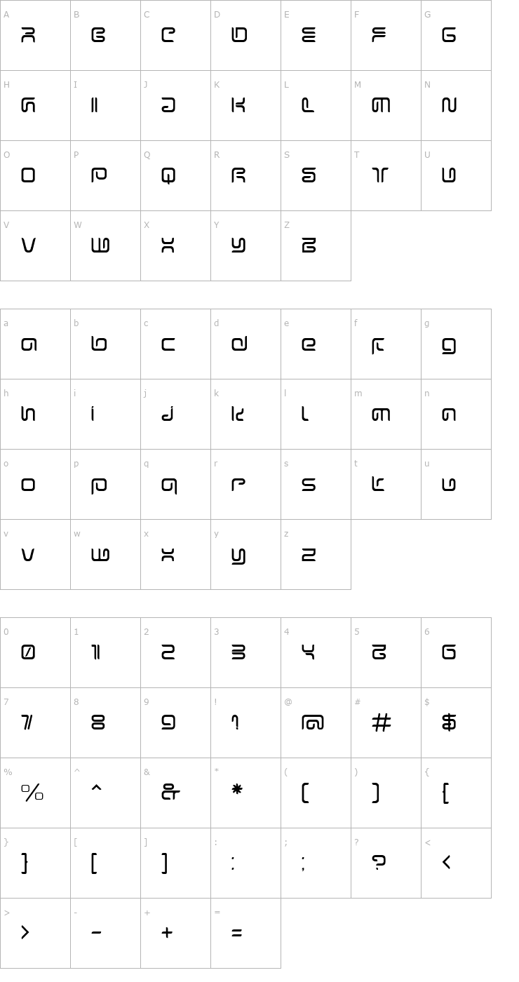 Character Map SharpLight Font